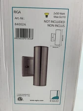 Eglo Riga 4.25 in.W x 8 in. H 2-Light Stainless Outdoor Wall Sconce