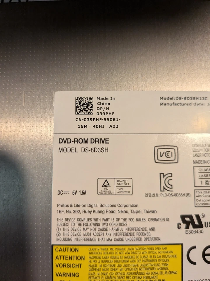 DELL PRECISION/LATITUDE/OPTIPLEX DISC DRIVE DS-8D3SH, NEW W/REMOVABLE BEZEL - Image 2 of 4