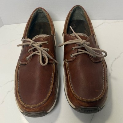 Dunham Captain Mens Brown Leather Boat Shoes Rollbar Deck Shoes Sz 9.5 Wide 2E