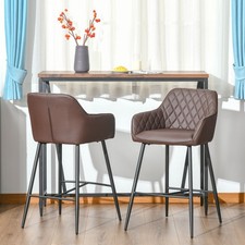 HOMCOM Retro Style Bar Chairs Set of 2 with Footrest Solid Frame PU