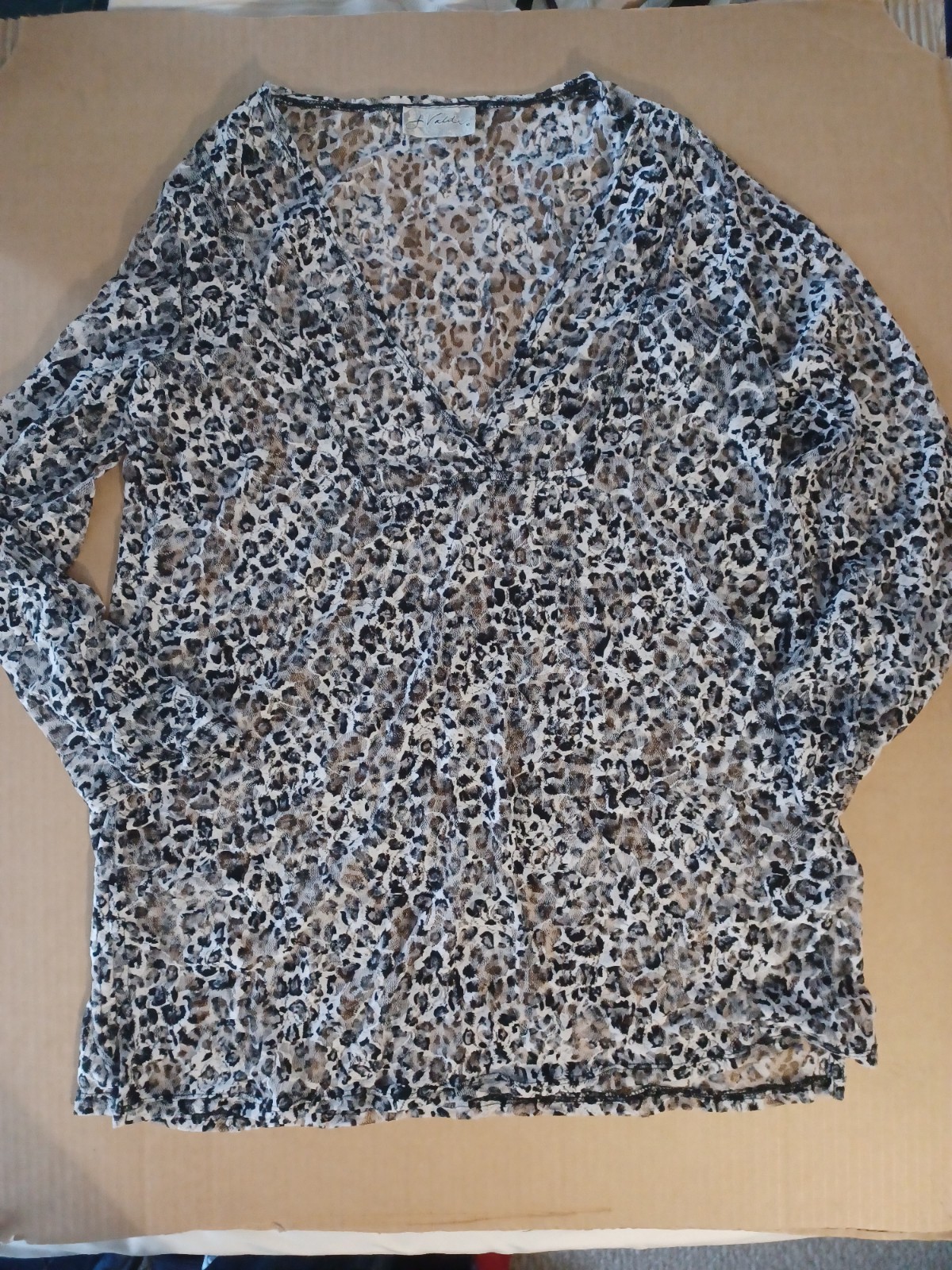 J. Valdi Sheer Animal Print women's black tunic cover up size XL