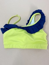 Jo Jax Ruffled Up Top Youth Medium YM Yellow Citron Navy Blue Dance One Shoulder