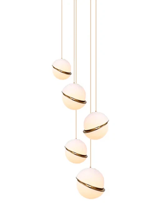 Lámpara Colgante Globo Bianca 6′′ - Acrílico Blanco y Latón Foto 4 de 4