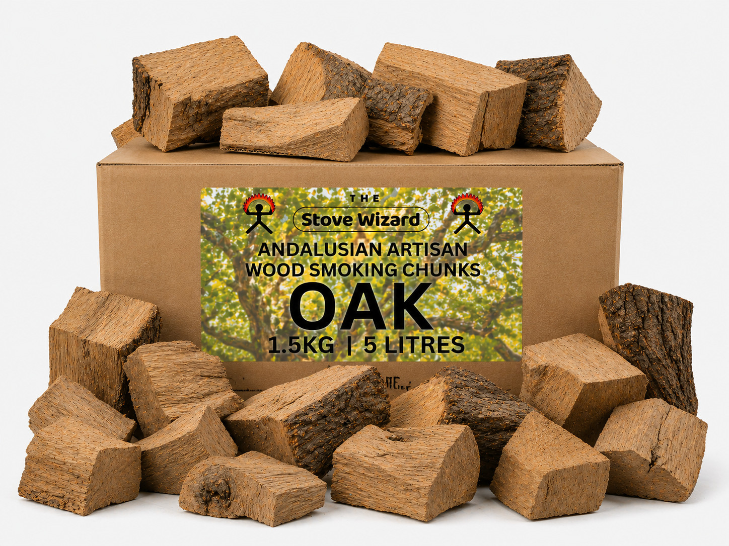 BBQ Smoking Wood Chips Oak Chunks Premium Natural Smoker Fuel 1.5kg