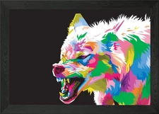 Colorful wolf in pop art Framed Wall Art Poster Canvas Print Picture