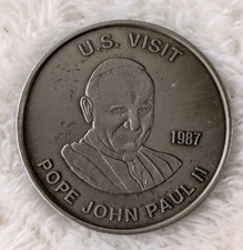 1987 Pope John Paul II U.S. Visit Commemorative Medallion Token 21g