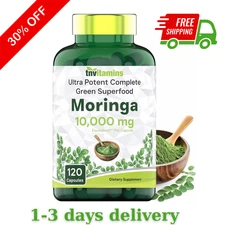 Organic Moringa Powder Capsules - 10000mg of Pure Nutrient - 120 Capsules 🌿
