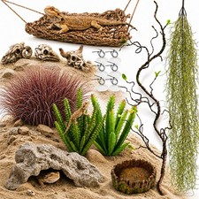 26Pcs Desert Reptile Tank Accessories, Bearded Dragon Tank Accessories with H...