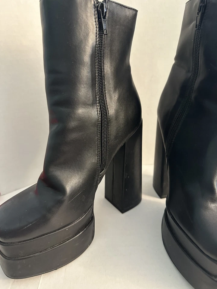 Olivia Thompson Zapatos Botas Mujer Talla 5.5 Negro Plataforma Grueso Tacón Bloque Cremallera Foto 2 de 4