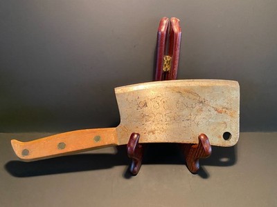 USS RIVAL Mine Sweeper United States Navy Inscribed 14'' Ship Galley Meat Cleaver