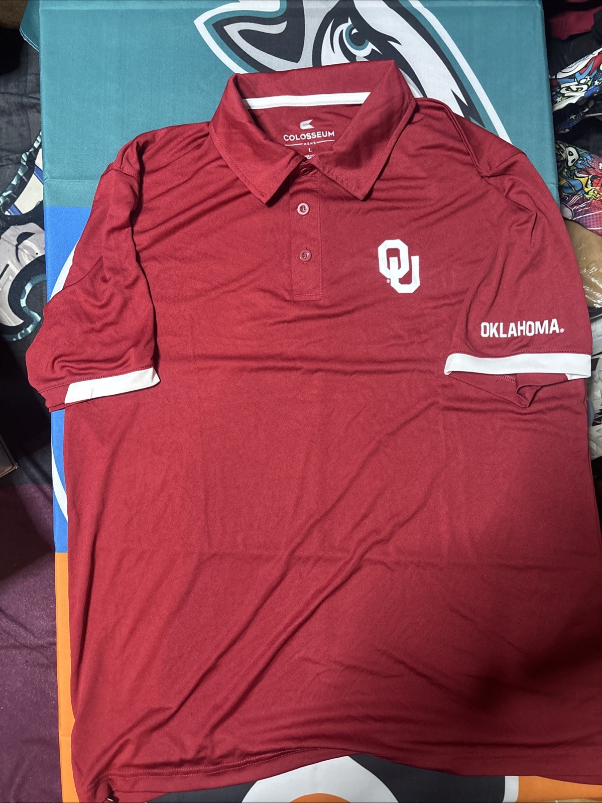 NWOT Men’s Large Oklahoma Sooners Colosseum Athletics Brand Red Golf Polo