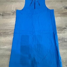 New York & Company Blue Keyhole Linen Blend Sleeveless Shift Dress Womens Small
