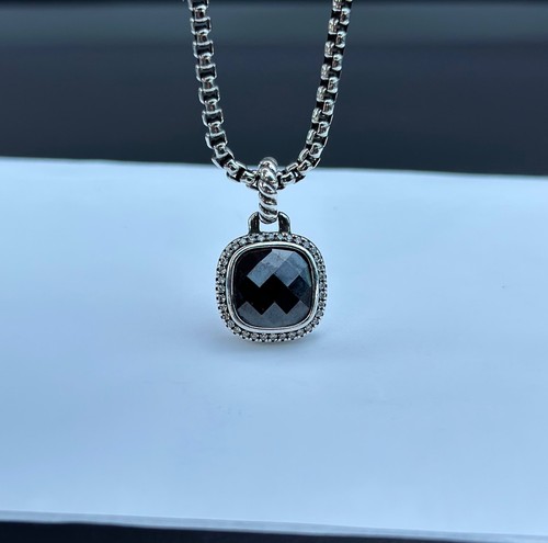 Pre-OwnedDavid Yurman 14mm Albion Black Onyx & Pavé Pendant 925 Silver 20 in