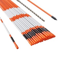 30 Pack 48" Driveway Markers Orange Snow Plow Stakes 0.31" Fiberglass Rod