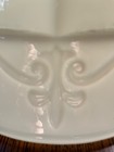 Antique Victorian Fleur De Lis Large Milk Glass 3 Chain Ceiling Light Shade — photo 3