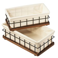 Wooden Bathroom Basket Organizer  Storage, Basket for Back of Toilet Tank To...