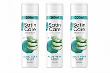 3 X Gillette Satin Care Shave Gel With Aloe Vera For Sensitive Skin 200ml each 19.78 per litre