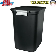 Hinged Locking Lid Trash Can Durable 8 Gallon Size Indoor Use Garbage Bin