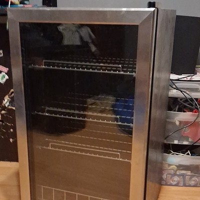 BAPE Black Stainless Steel Glass Wine Fridge Single Door 5 Shelves