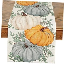Fall Table Runner, Eucalyptus Pumpkin Fall Runner for Table Runner Seasonal 