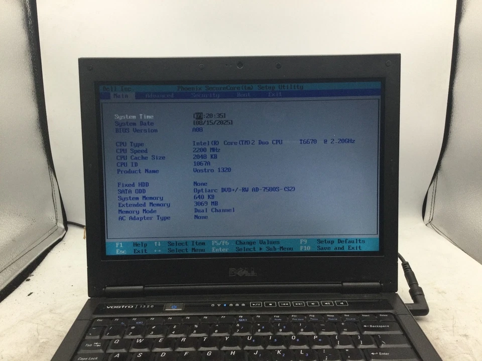 DELL VOSTRO 1320 - BOOTS TO BIOS - INTEL CORE 2 DUO - 4GB RAM - 13" - READ - BB - Image 2 of 4