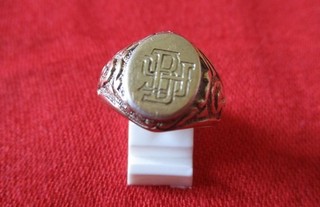 Chevalière ancienne en vermeil 925 avec monogramme . Années 1950/60.