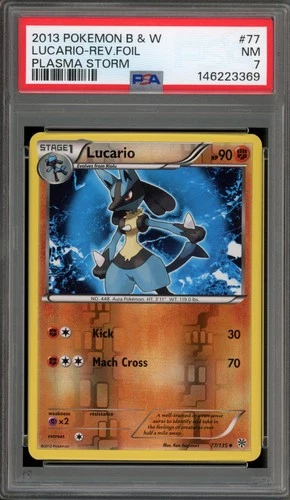 Pokemon Lucario Plasma Storm Reverse Holo #77 PSA 7