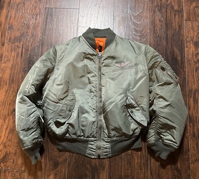 US Air Force Military Alpha Industries MA1 Flyers Green Jacket Men s Size Large