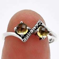 Natural Citrine Checker 925 Sterling Silver Ring s.7 Jewelry R-1184