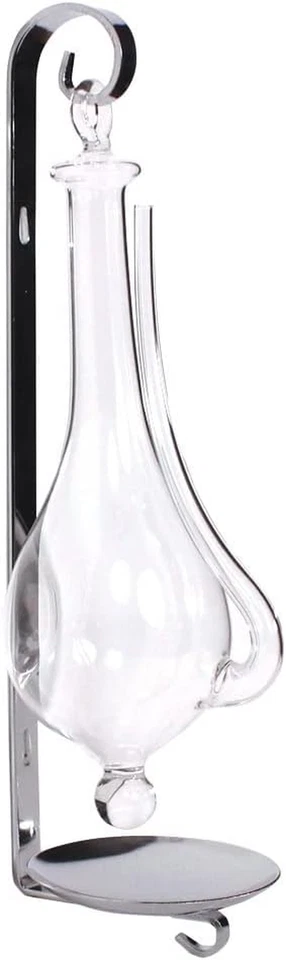 Barómetro líquido antiguo de montaje en pared de vidrio Storm B1025C con taza de goteo Foto 3 de 4