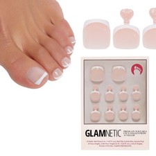 Glamnetic Press On Toenails - MaDamn | White French Tip Fake Toe Nails, 16 Sizes