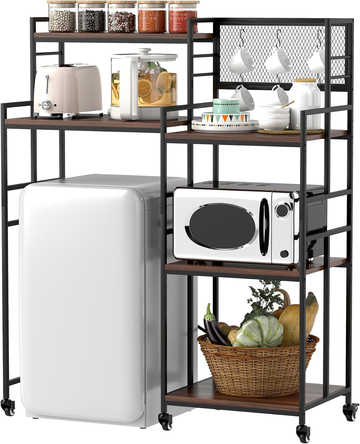 5-Tier Mini Fridge & Coffee Bar Rack for Dorm or Kitchen Storage Solutions