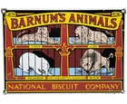 VINTAGE BARNUM'S ANIMAL CRACKERS PORCELAIN SIGN GAS STATION OIL PUMP NABISCO