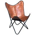 99HS Genuine Leather Butterfly Chair Folding Lounge Modern Sling Accent Seat