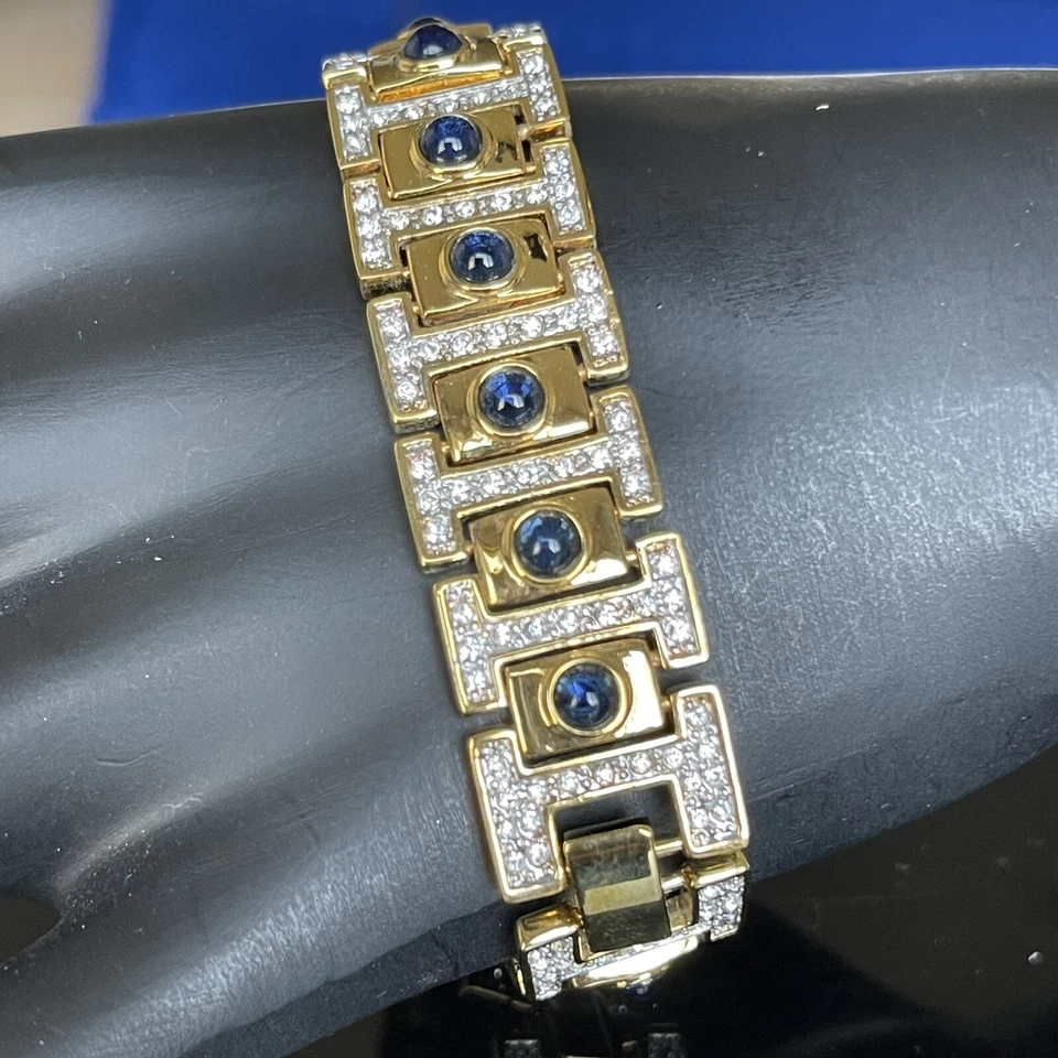 RARO Brazalete Cabujón Azul Camrose & Kross Jacqueline Jackie Kennedy JBK 7-8” Foto 3 de 4