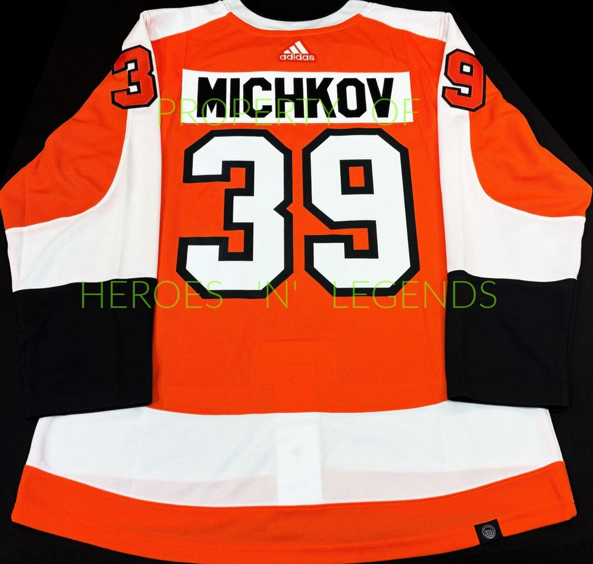 NWT-PRO-52 MATVEI MICHKOV PHILADELPHIA FLYERS ADIDAS PRIMEGREEN