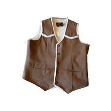 70's Sears Western Wear Sherpa Polyvinyl Vest Sz L