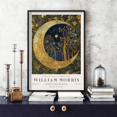 William Morris Druck, William Morris Ausstellung Poster Mond, Sterne (420c)