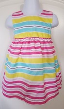 Baby Girl Dress w/ Bloomers Chaps Brand Pastel Pink Blue Yellow 12 Months EUC