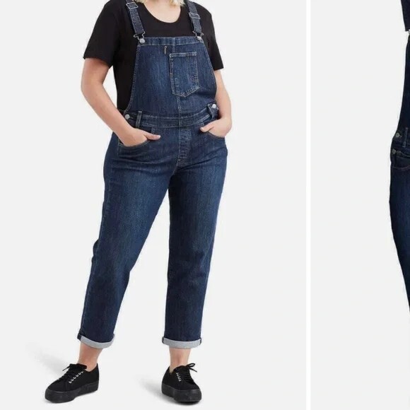 Levi’s blue jean cropped overall bibs size 16 women’s Gem