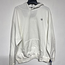 NWT Champion Eco fleece lined New hoodie white S2467 Pullove pocket hood