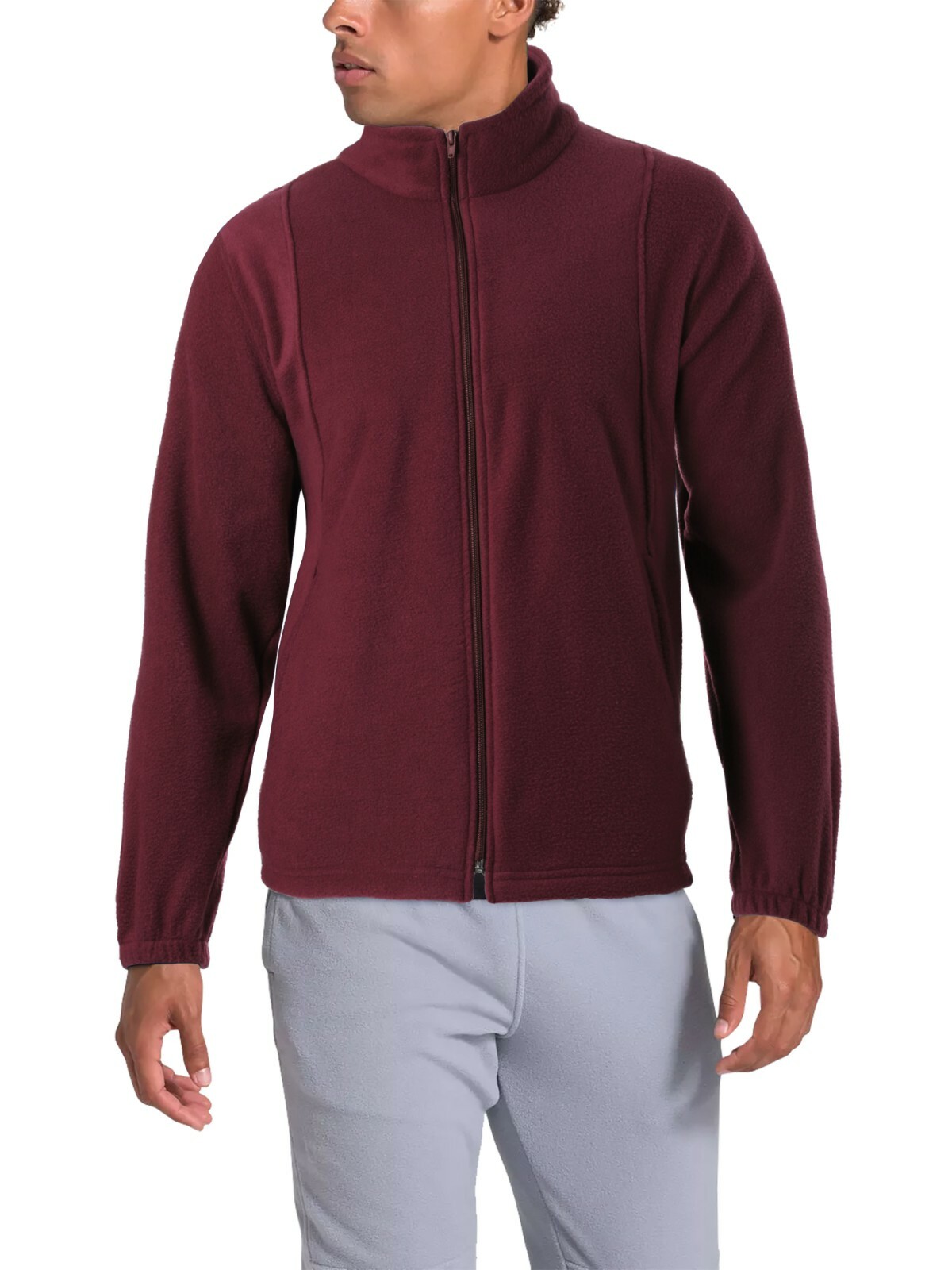 Mens Brushed Micro Fleece Full Zip Up Enclosure Outdoors Sweater Jacket