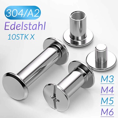 10x Gürtelschrauben 4mm 5mm 6 mm / Buchschrauben Buch - Gürtel Schrauben