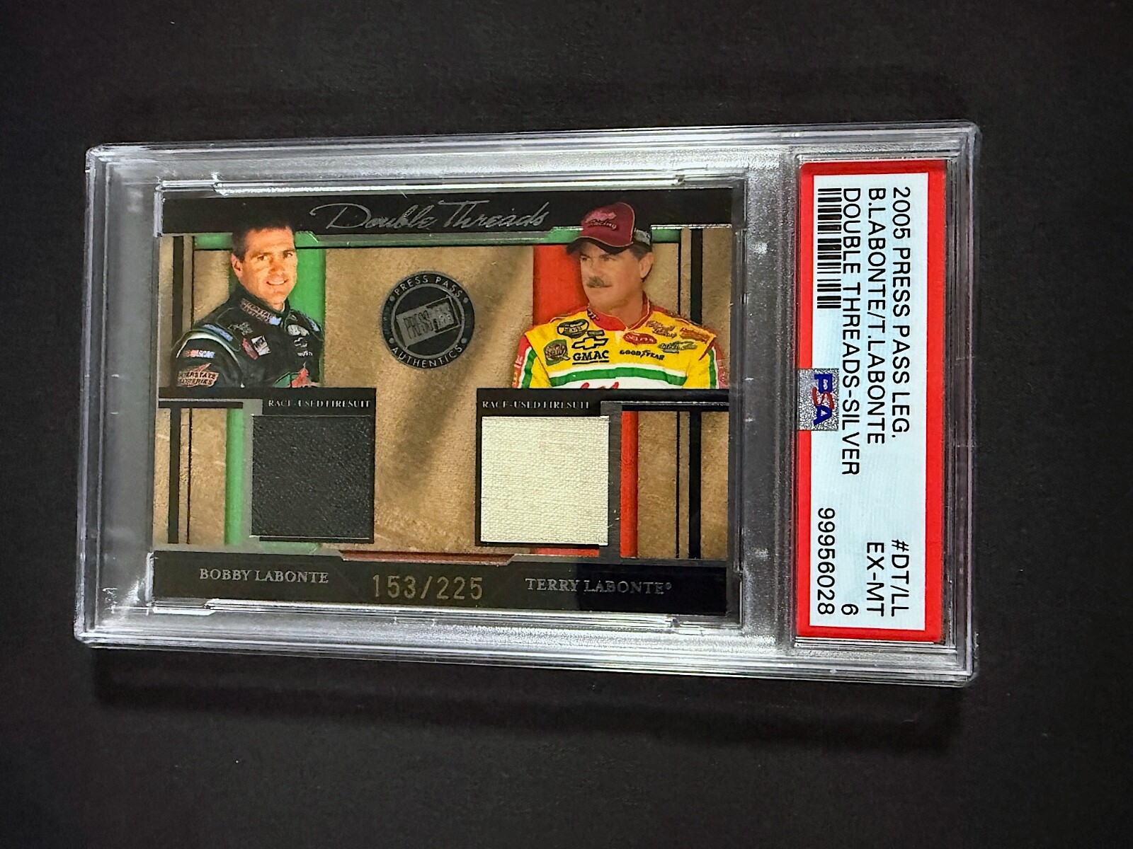 2005 Press Pass Legends /225 Double Threads #DT/LL Bobby & Terry Labonte PSA 6 view 3