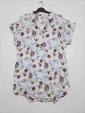 EXWhite Stuff Women's Short Roll Sleeve Collared Animal Print Tunic- Brill White