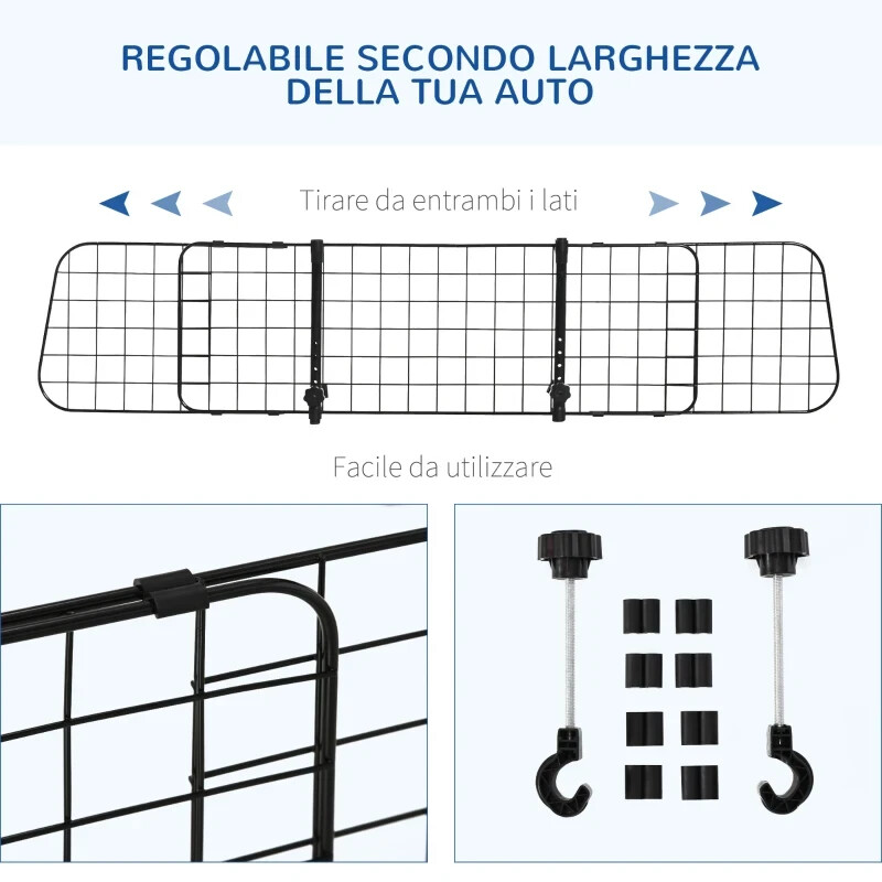 Divisorio Auto Universale Cani 91-152cm | Mai più disordine in auto