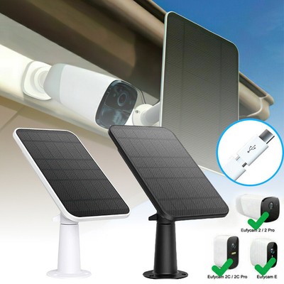 3W 5V Solar Panel for Security Camera with Micro USB Type C Port Battery Charger
