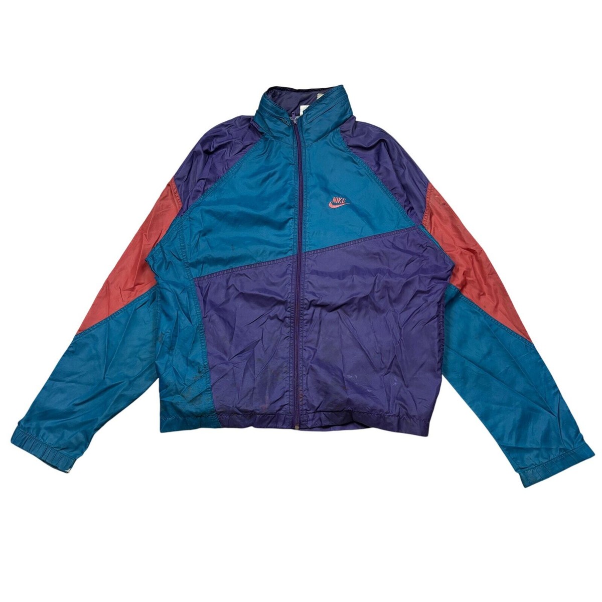 Vintage 90s Nike Gray Tag Purple Colorblock Windbreaker Jacket
