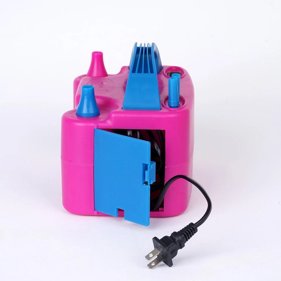 BOMBA GLOBO DE AIRE ELÉCTRICA PORTÁTIL DOBLE BOQUILLAS Cumpleaños Boda Decoraciones Foto 3 de 4