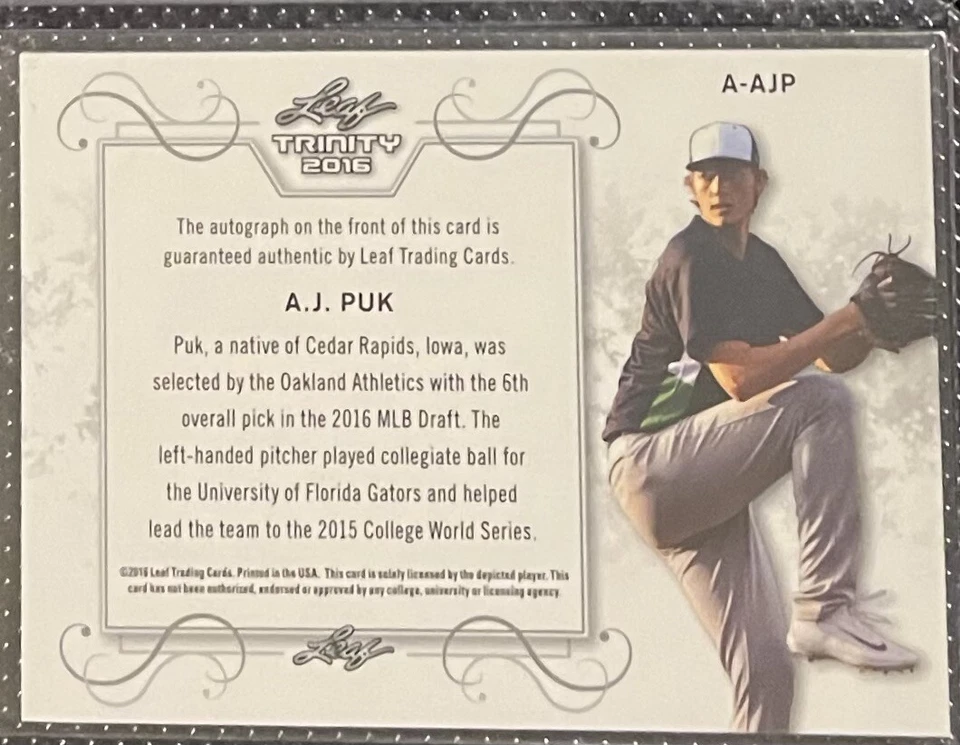 2016 Leaf Trinity Signatures Red Spectrum /25 AJ Puk #A-AJP Auto - Image 2 of 2